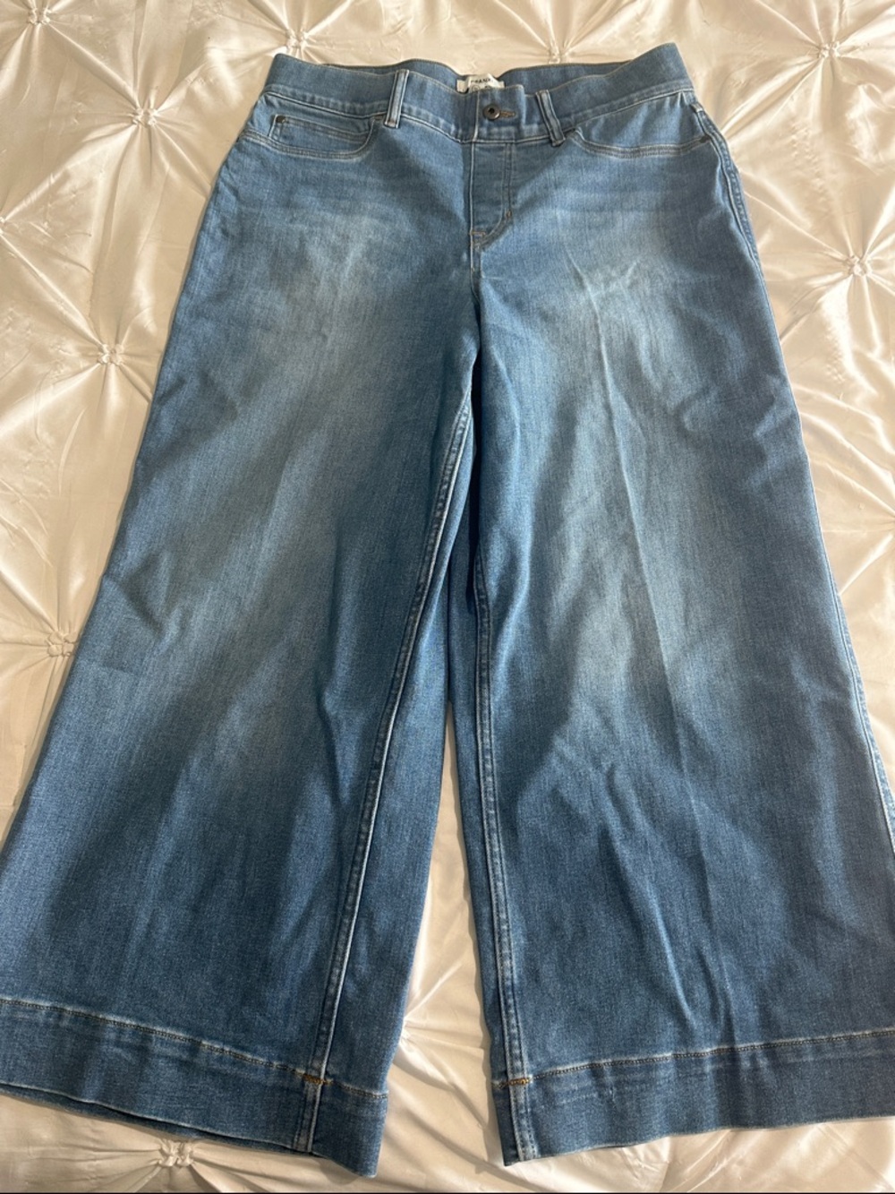 SPANXshape™ Original EveryWear Cropped Wide Leg Jeans. Stonewashed Blue.